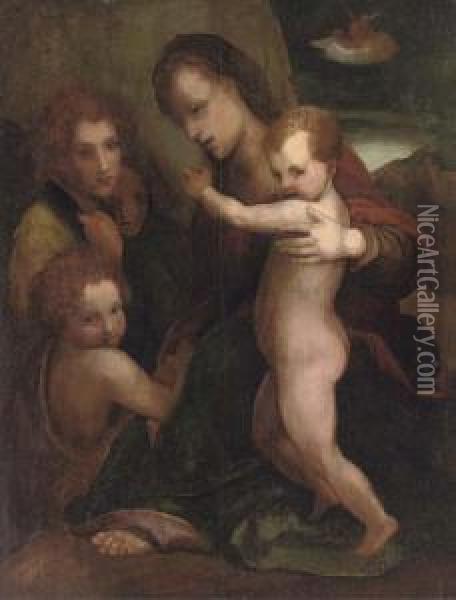 The Madonna And Child With The Young Saint John The Baptist And An Angel Oil Painting - Andrea Del Sarto