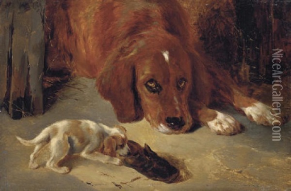 A Watchful Eye Oil Painting - George William Horlor