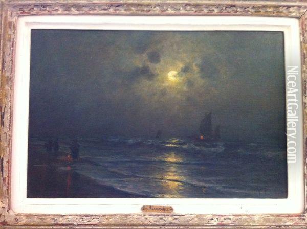 Clair De Lune Sur La Mer Oil Painting - Georges Philibert Charles Marionez