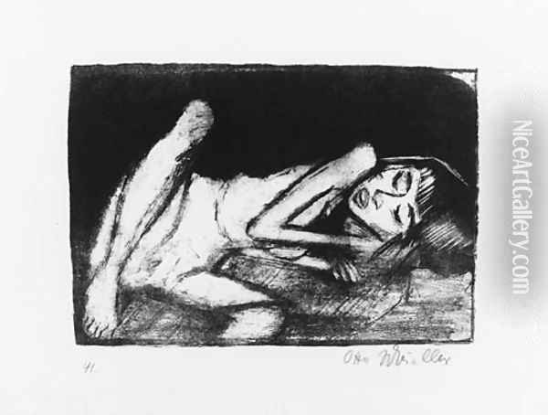 Madchen auf der Liege Oil Painting - Otto Mueller