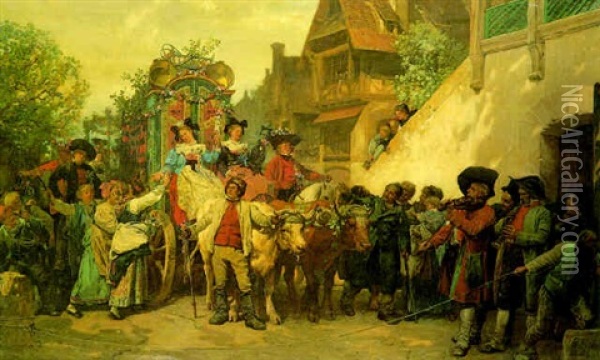 A Village Festival Oil Painting - Gustave Brion