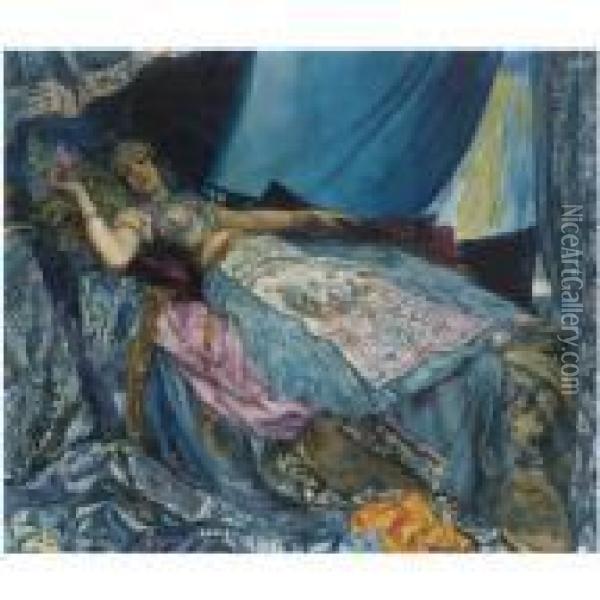 La Princesse Bleue Oil Painting - Georges Antoine Rochegrosse