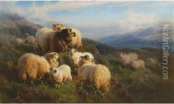 Morning Loch Tay, Perthshire - Gathering The Flock Oil Painting - William Watson