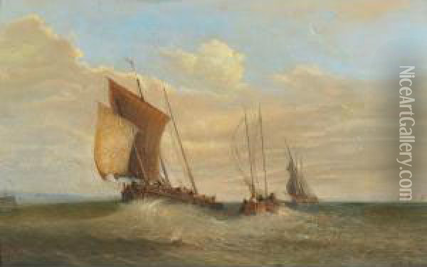 Shipping Off A Pierhead Oil Painting - Phillip Hutchins Rogers