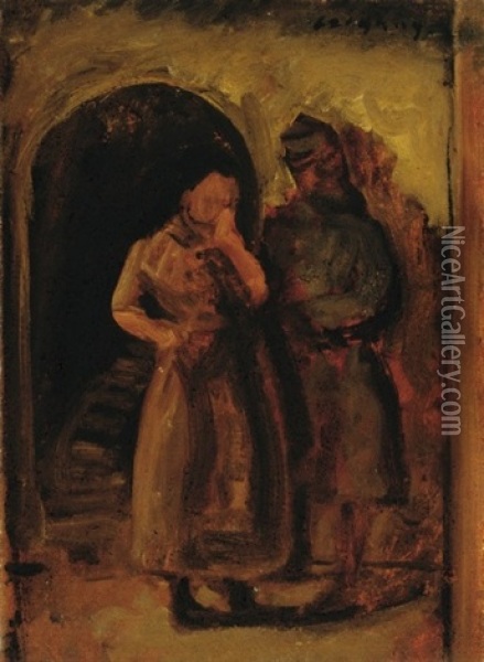 Bucsu (farewell) Oil Painting - Dezsoe Czigany