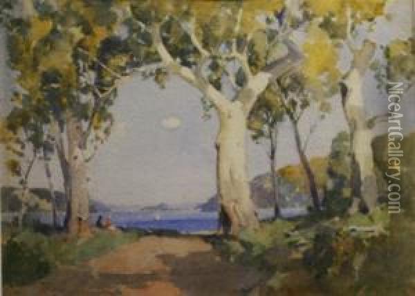 Tindell , Pittwater 1935 Oil Painting - Charles Ephraim S. Tindall