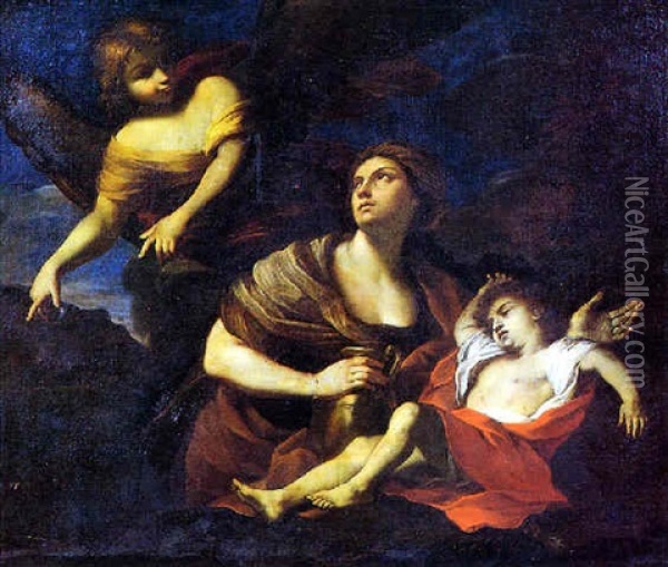 L'angelo Appare Ad Agar Ed Ismaele Oil Painting - Francesco Giovanni Gessi
