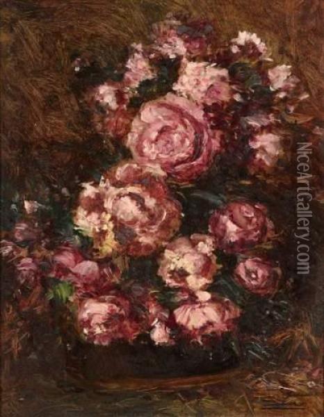 Bouquet De Roses Oil Painting - Felix Ziem