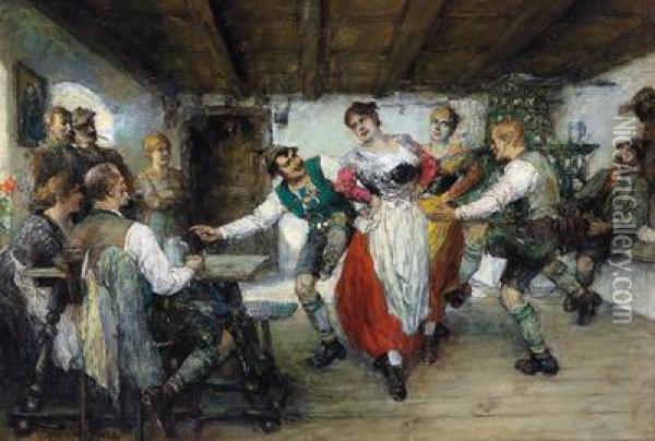 Tanz In Der Bauernstube Oil Painting - Ferdinand Leeke