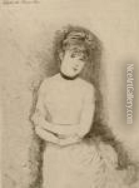Jeune Femme Decolletee, 1880 Ca. Oil Painting - Giuseppe de Nittis