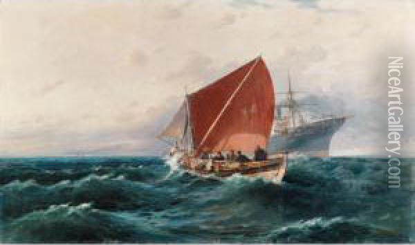 Sailing Off Shore Oil Painting - Vassilios Chatzis