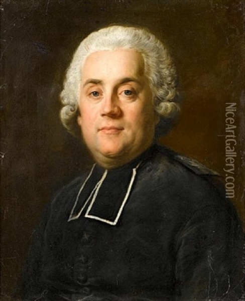 Portrait Of The Abbe Jourdan In Clerical Robes Oil Painting - Joseph-Siffred Duplessis