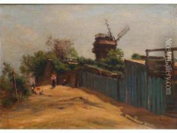 Moulin A Montmartre Oil Painting - Albert Charles Wallet