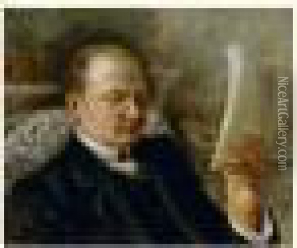 Portrait D'homme Lisant (marquis Le Blanc De Castillon), Vers 1890 Oil Painting - Norbert Goeneutte