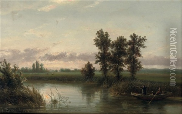 The Duck Hunt Oil Painting - Johannes Joseph Destree