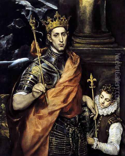 St Louis, King of France, with a Page Oil Painting - El Greco (Domenikos Theotokopoulos)