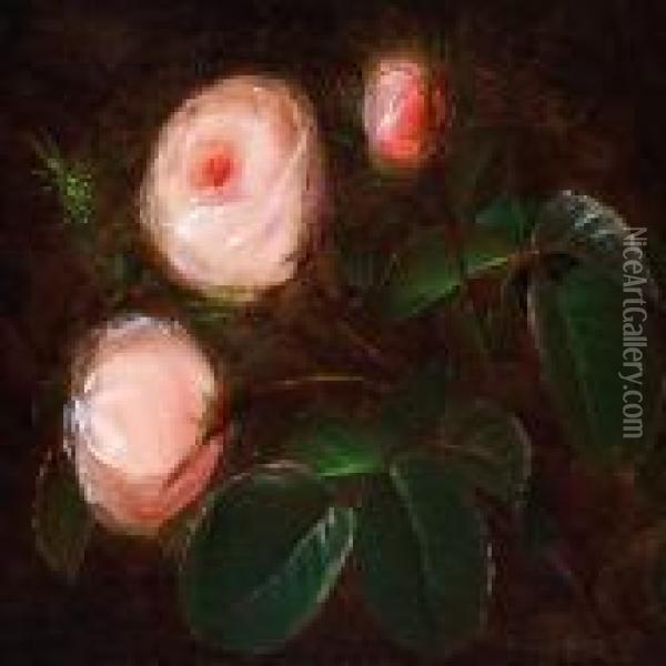 Pink Roses Oil Painting - I.L. Jensen