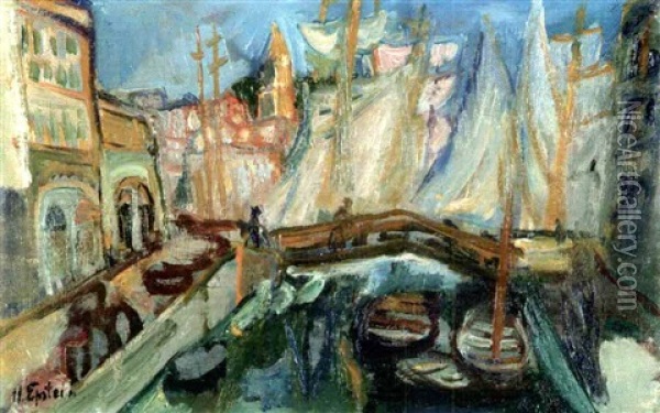 Voiliers Au Port Oil Painting - Henri Epstein