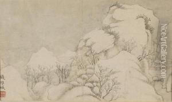 Snowy Landscape Oil Painting - Qian Weicheng