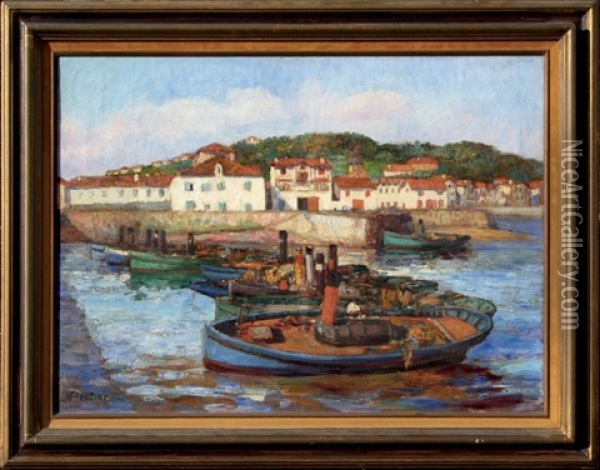 Port Basque Oil Painting - Louis Floutier