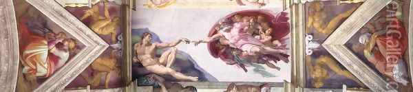 The second bay of the ceiling 1508-12 Oil Painting - Michelangelo Buonarroti