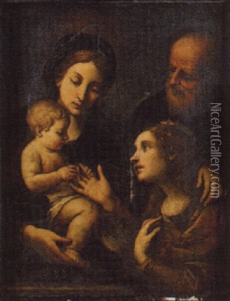 Le Mariage Mystique De Sainte Catherine Oil Painting - Luca Cambiaso