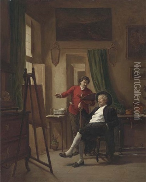 In The Artist's Studio Oil Painting - Armand Hubert Simon Leleux