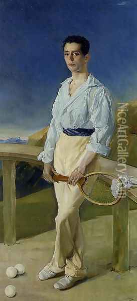 The Tennis Player: Pablo Ramos Villegas Oil Painting - Jose Villegas y Cordero