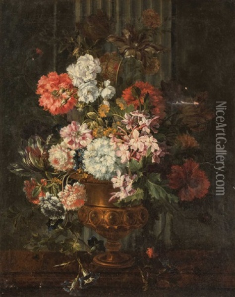 Stilleben Mit Rosen, Tulpen, Winden Und Anderen Blumen Oil Painting - Pieter Casteels III