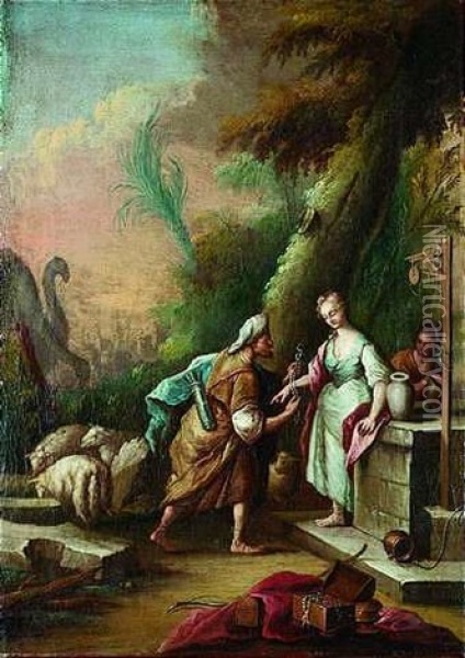 Rebecca Am Brunnen Mit Elizier Oil Painting - Chrysostomus Winck