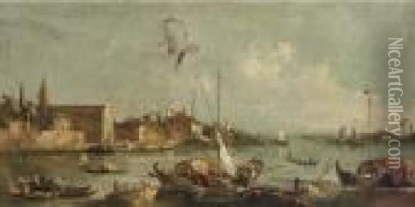 A Capriccio Of A Venetian Lagoon Oil Painting - Francesco Guardi