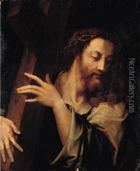 Christ Carrying The Cross Oil Painting - E. Morales