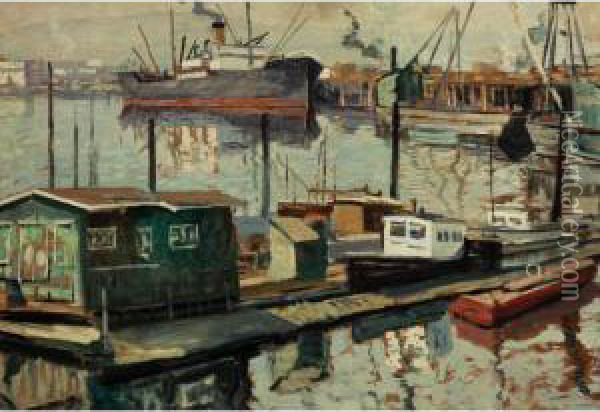 Harbor Oil Painting - Walter Elmer Schofield