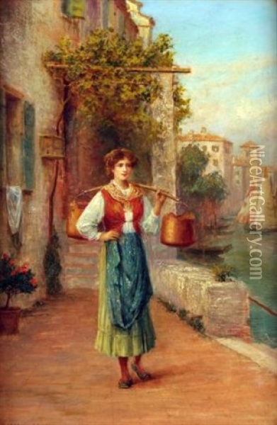 A Venetian Lady Oil Painting - Arthur Trevor Haddon