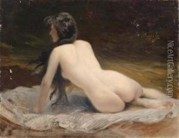 Liegender Frauenakt Oil Painting - Hans Temple