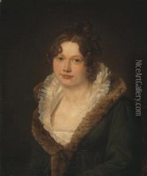 Portrait De La Baronne D'este Oil Painting - Henri-Francois Riesener