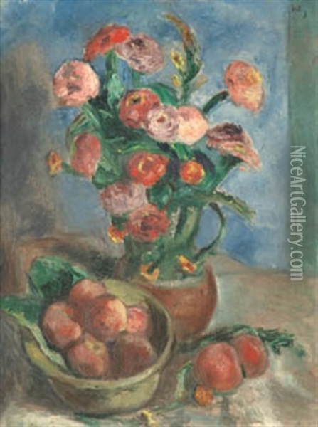 Bodegon Con Flores Y Frutas Oil Painting - Manuel Ortiz De Zarate