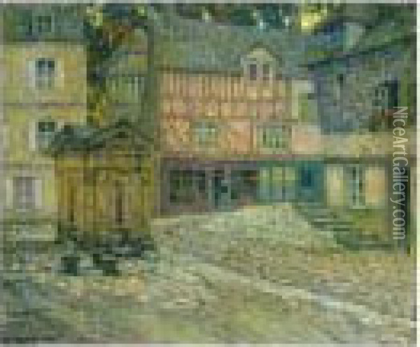 La Place Du Puits, Honfleur Oil Painting - Henri Eugene Augustin Le Sidaner