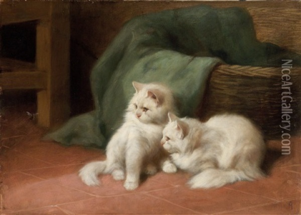 Zwei Katzen Oil Painting - Arthur Heyer