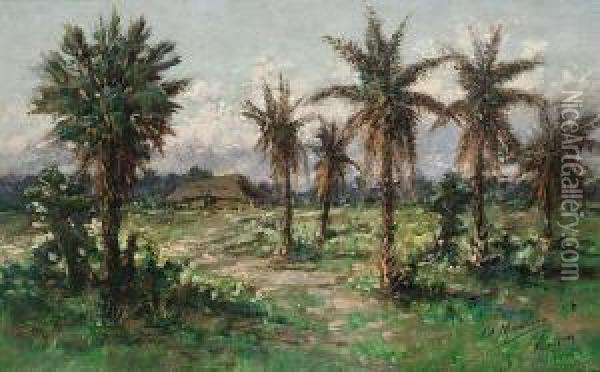 A Palm Grove, Paraquay Oil Painting - Edouard Jean Marie Manduau