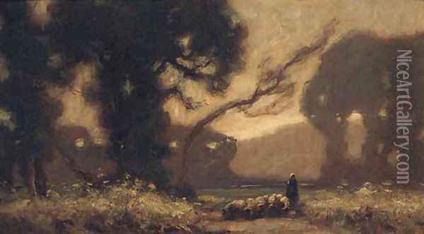 Evening, Hayes, Kent Oil Painting - Thomas William Morley
