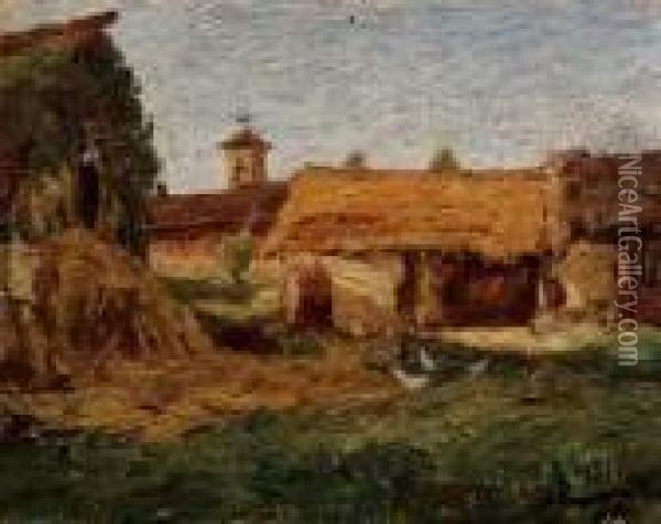 Aia Colonica - 1917 Oil Painting - Alessandro Milesi