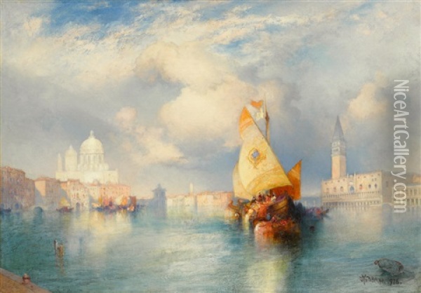 A View Of Doge's Palace Oil Painting - Thomas Moran