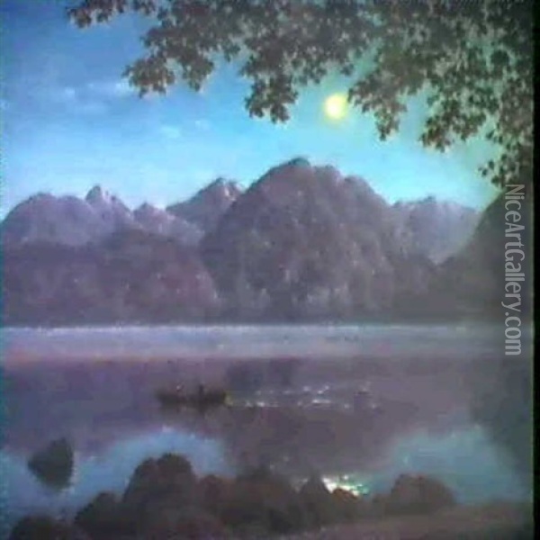 Lever De Lune (montreux) Lac De Geneve Oil Painting - Ivan Fedorovich Choultse