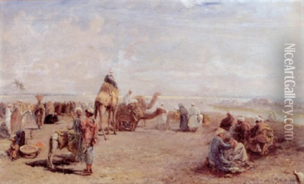 Arabischer Markt Bei Cairo Oil Painting - Max Friedrich Rabes