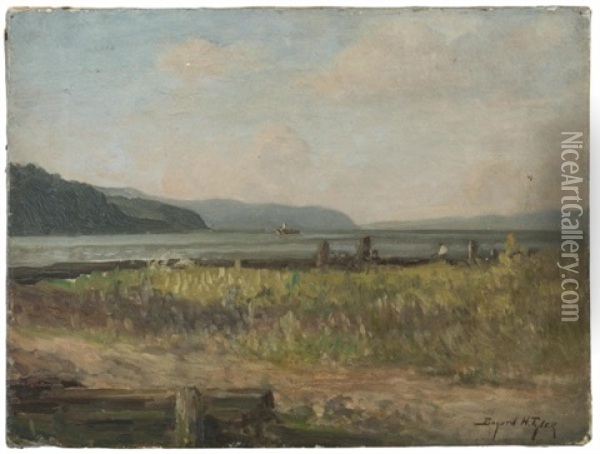 View Of The Hudson River With Lighthouse, Tappan Zee Area Oil Painting - Bayard Henry Tyler