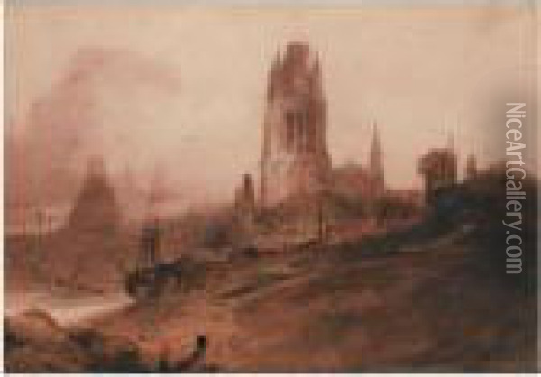 St. Mary Redcliffe, Bristol Oil Painting - John Sell Cotman