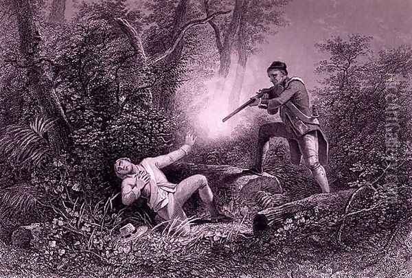 The Fratricide at Wyoming, 1778, from 'The History of the United States', Vol. I, by Charles Mackay, engraved by James Charles Armytage (c.1820-97) Oil Painting - Henry Warren
