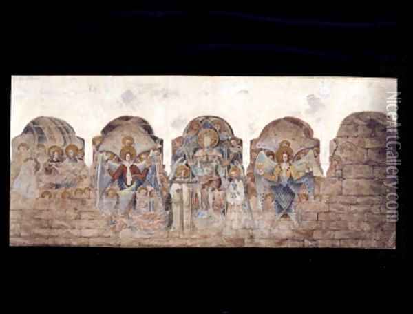Study of the wall paintings at the Chapter House 10 Oil Painting - John Carter