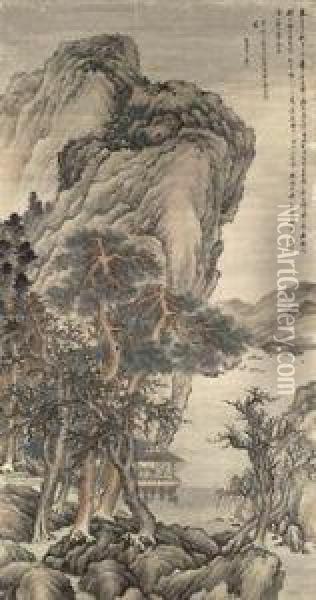Gathering In The Autumn Mountain Oil Painting - Feng Yingxiu